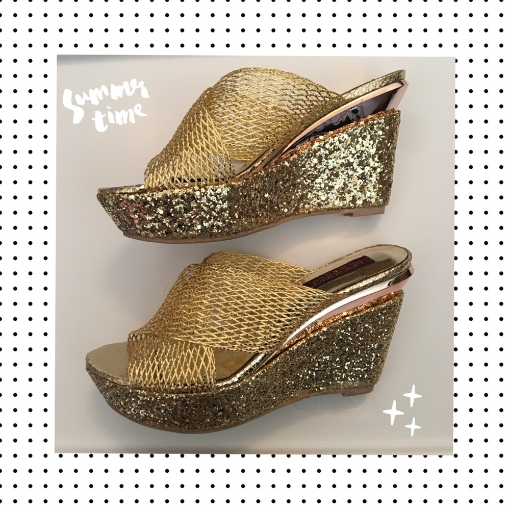 Gold Wedge Heels 💛💖 Bling Bling 👡